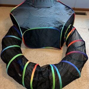 Small Animal Tunnel Enclosure, Pet Cage, Pop Up Playpen Cage w/ Bag Bowl New